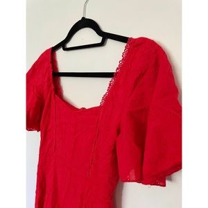Red Square Neck Dress